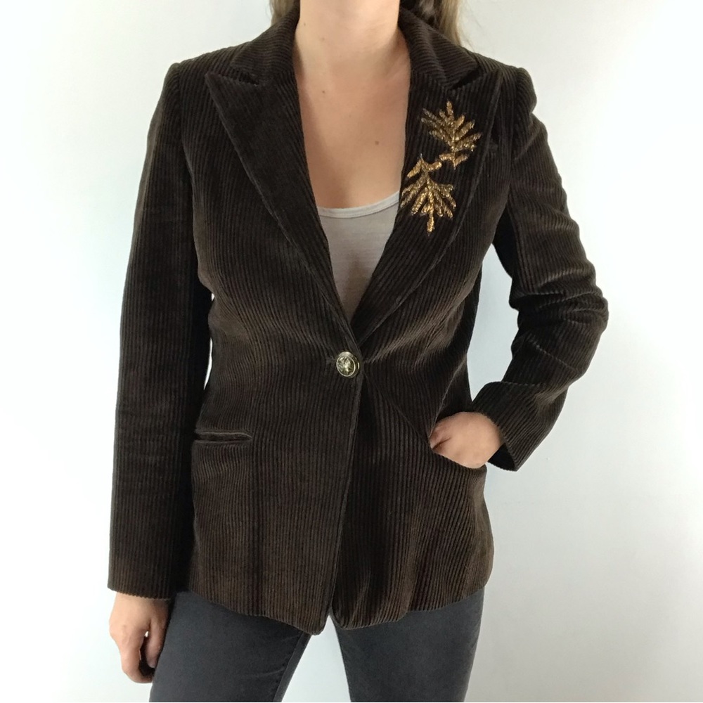 ANTIK BATIK Brown Corduroy Blazer Jacket Size Medium